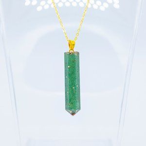 Glitter Green Gold Handmade Resin Necklace